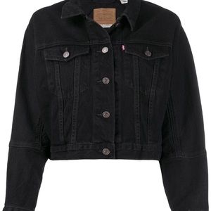 Levi black cropped oversized denim jacket